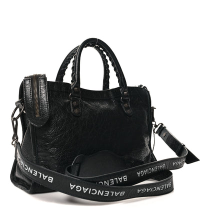 Balenciaga Agneau Classic Hardware S City Logo Strap Black White 4 of 11