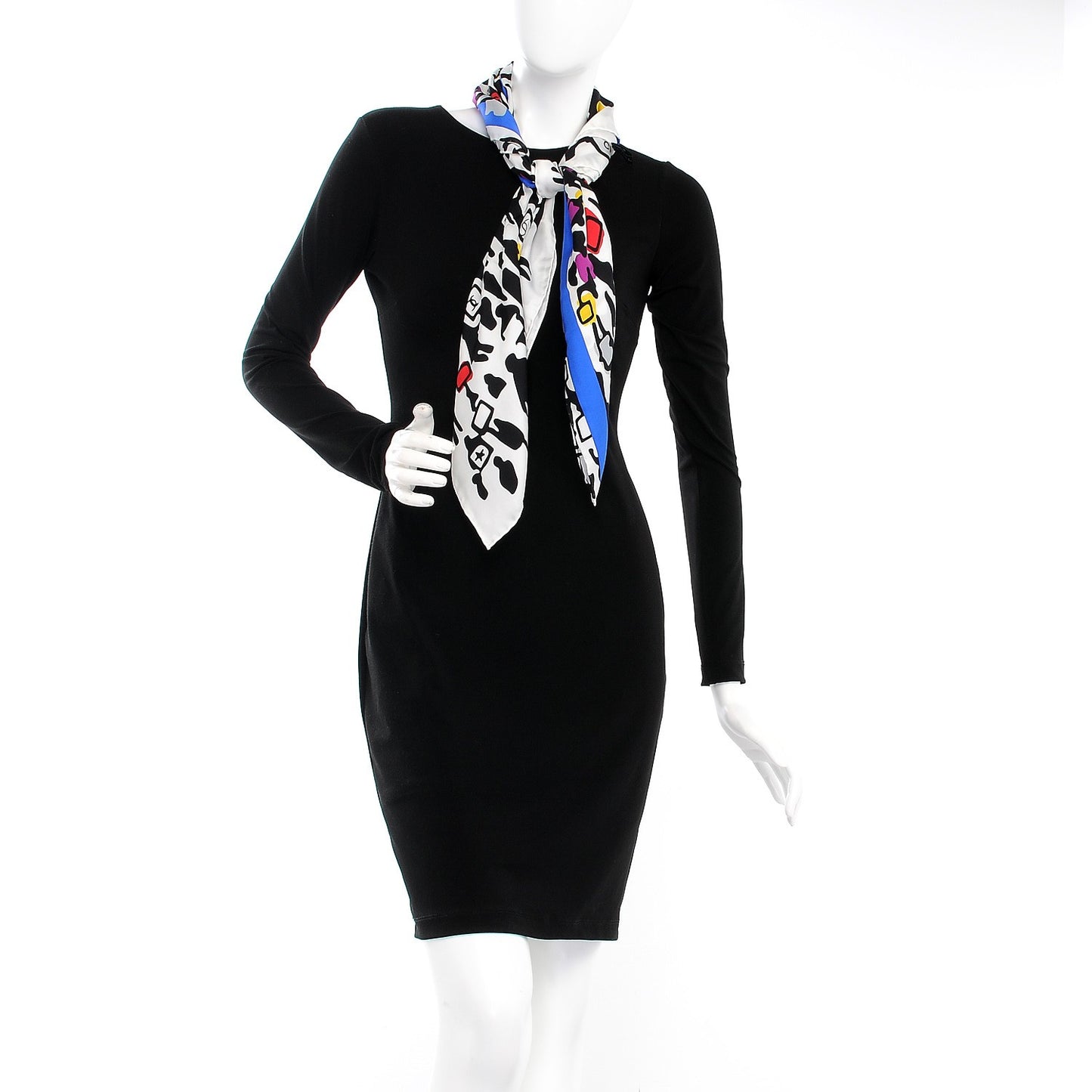 Silk CC Demonstrate Scarf White Black