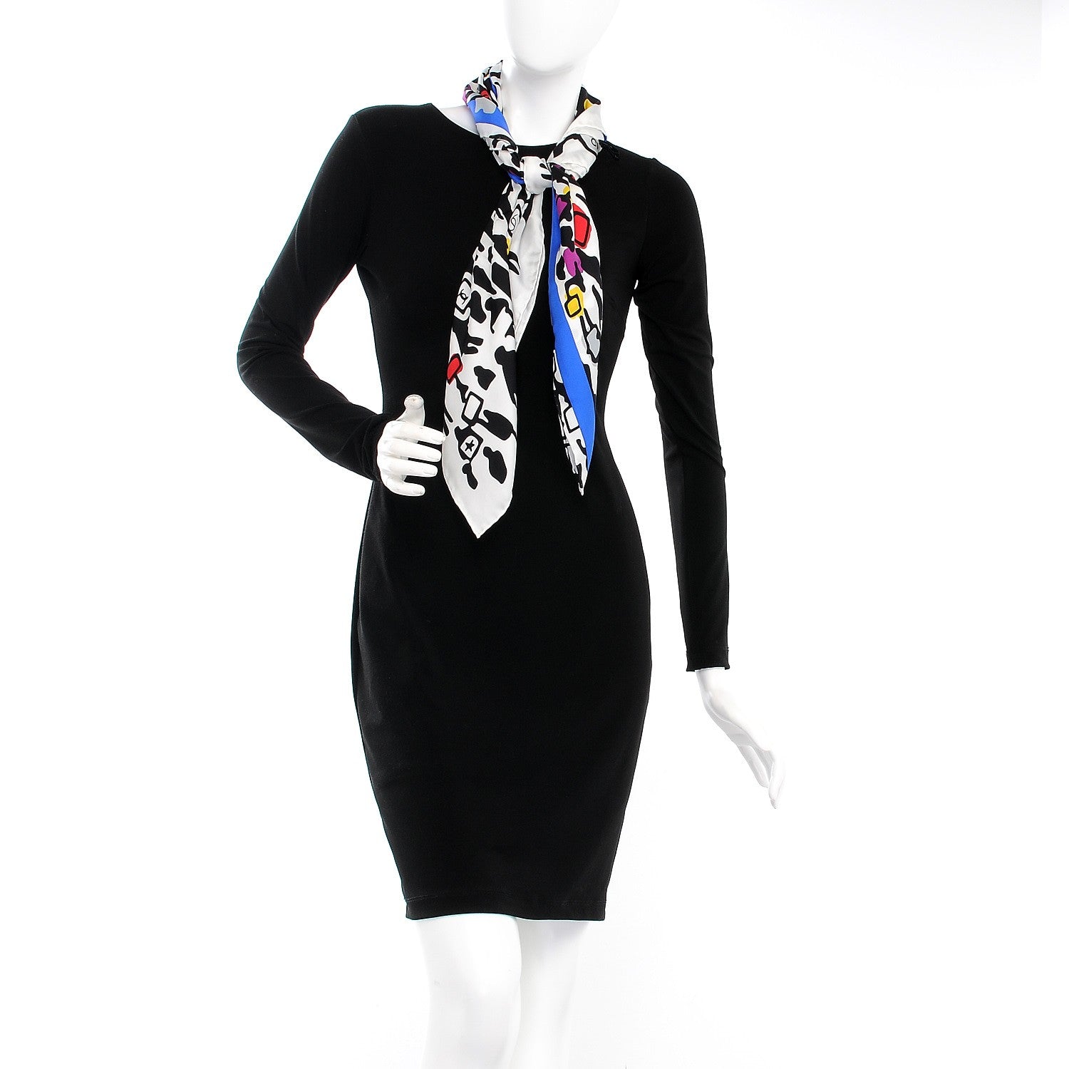 Chanel Silk CC Demonstrate Scarf White Black 2 of 6