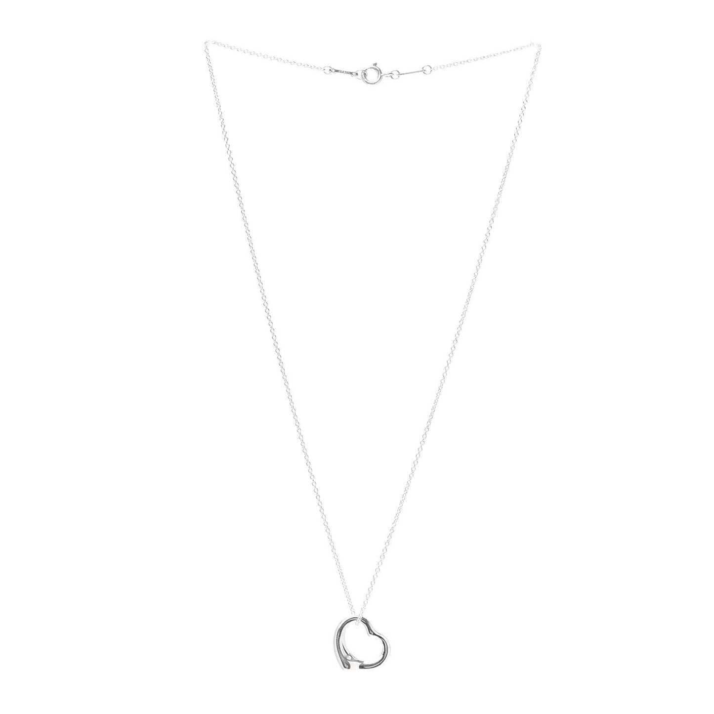 Sterling Silver 16mm Elsa Peretti Open Heart Pendant Necklace