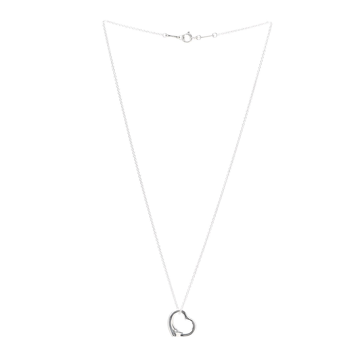 Tiffany Sterling Silver 16mm Elsa Peretti Open Heart Pendant Necklace 3 of 6