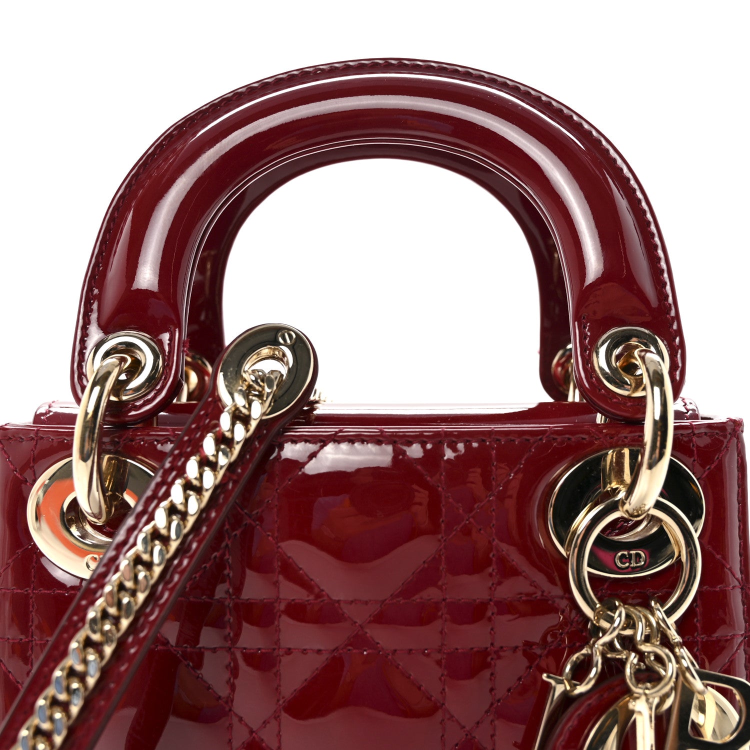 Christian Dior Patent Cannage Mini Lady Dior Red 7 of 9