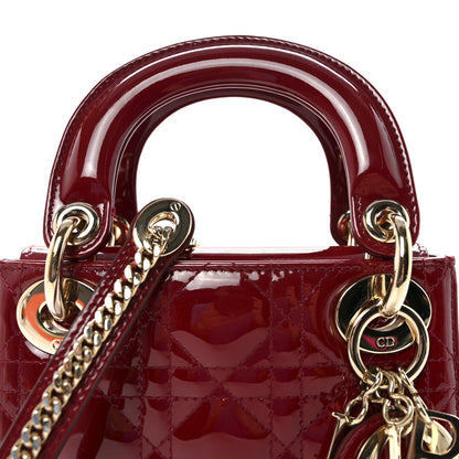 Christian Dior Patent Cannage Mini Lady Dior Red 7 of 9