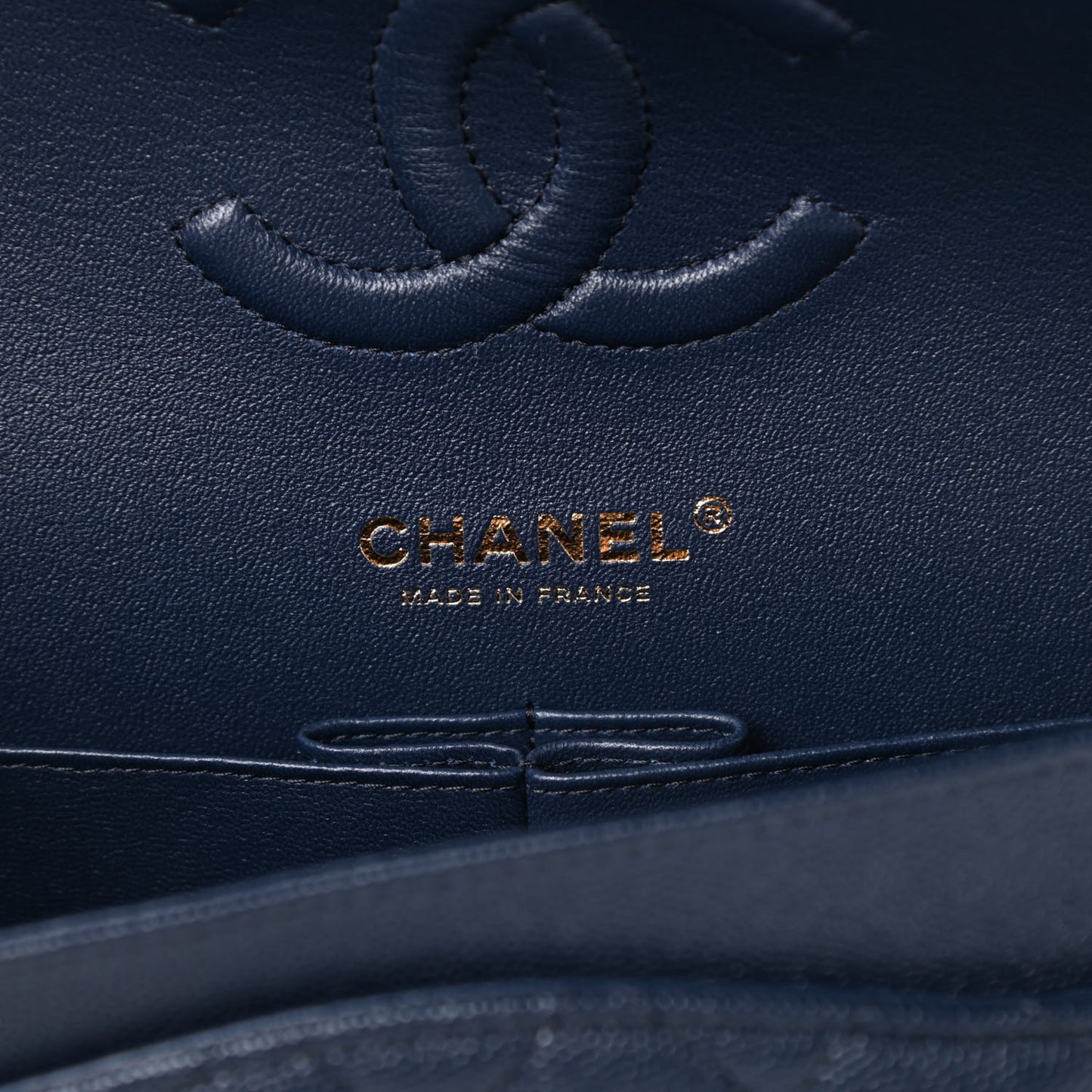 Caviar Quilted Medium Double Flap Navy
