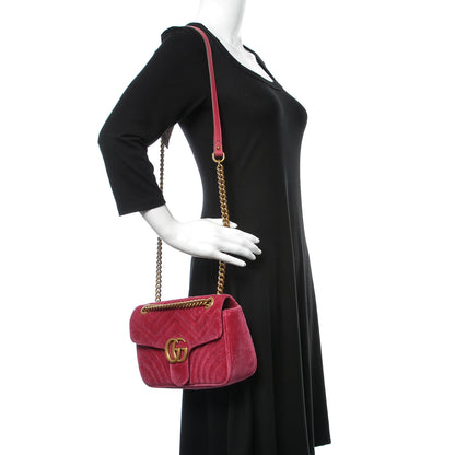 Gucci Velvet Matelasse Small GG Marmont Shoulder Bag Light Raspberry Rose 2 of 9