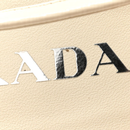 Prada Saffiano Patent Triangle Logo Pointed Toe 75mm Slingback Pumps 39 White 8 of 9