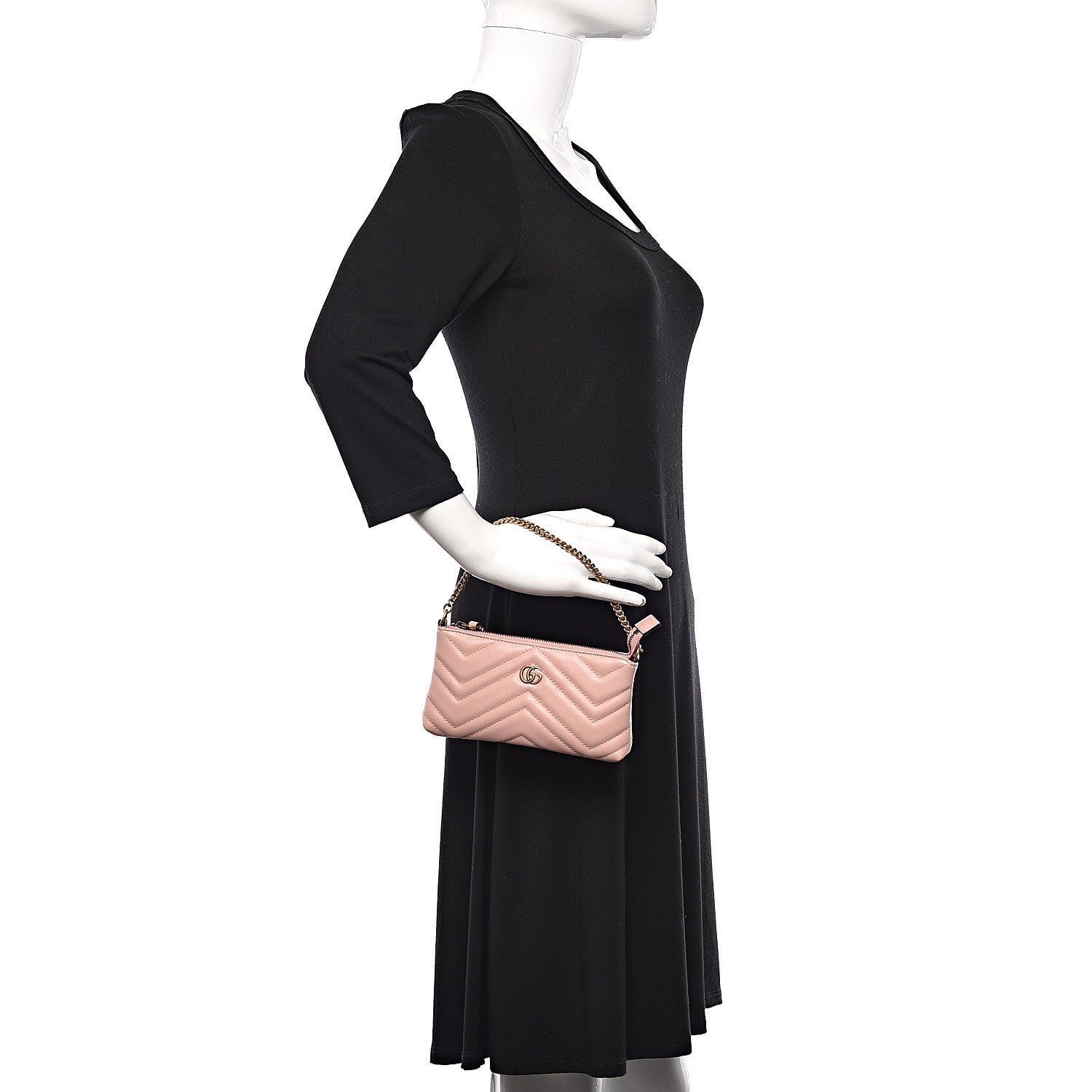 Gucci Calfskin Matelasse Mini GG Marmont Chain Bag Perfect Pink 2 of 10