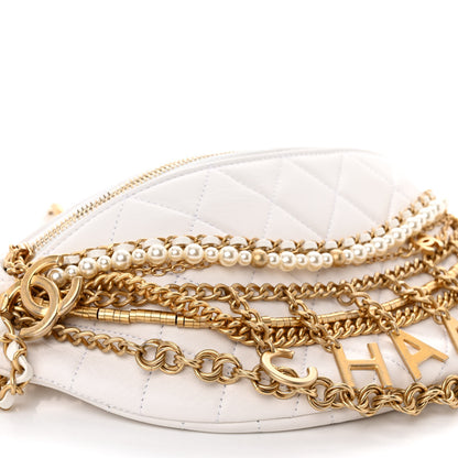 Chanel Lambskin Quilted All About Chains Waist Belt Bag White 9 of 11