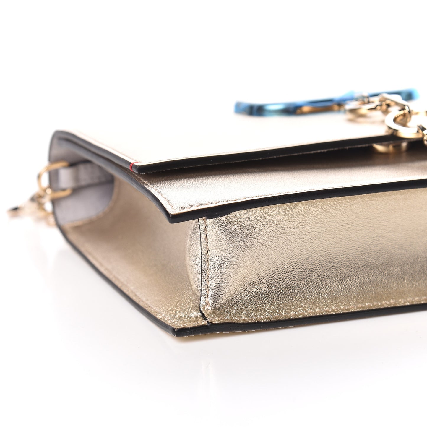 Metallic Nappa Small VCase Bag Platinum