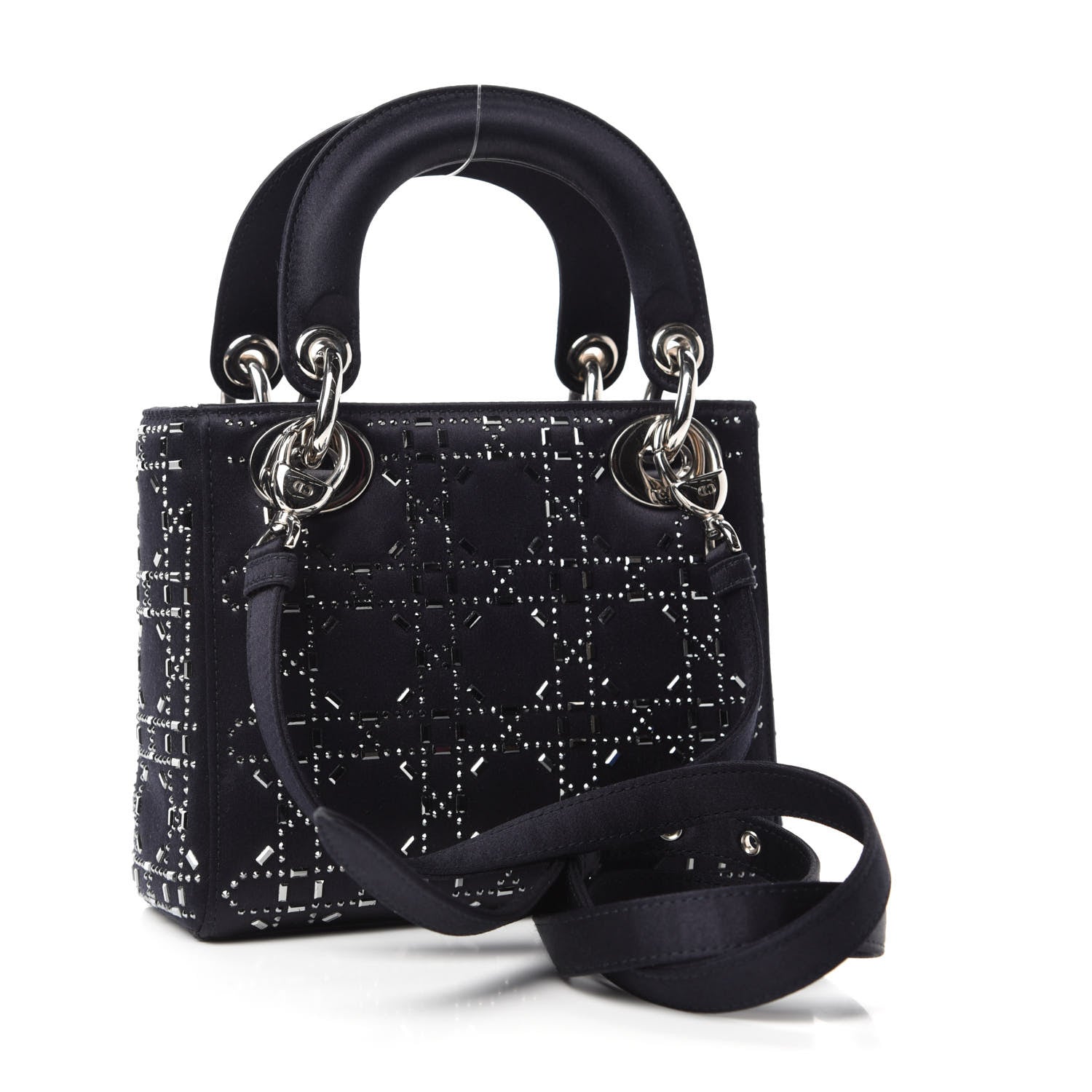Christian Dior Satin Crystal Cannage Mini Lady Dior Black 3 of 10