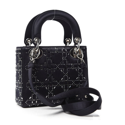 Christian Dior Satin Crystal Cannage Mini Lady Dior Black 3 of 10