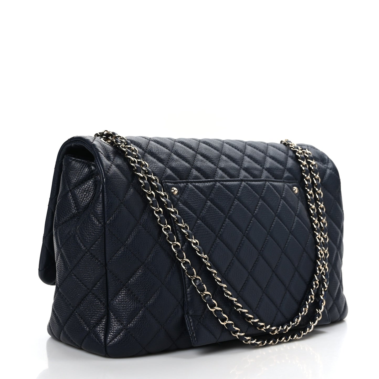 Calfskin Quilted Small XXL Travel Flap Bag Navy