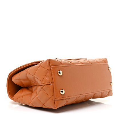 Chanel Caviar Quilted Mini Coco Handle Flap Light Brown 4 of 15