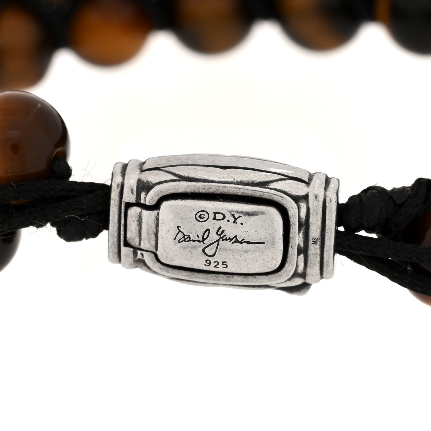 David Yurman Sterling Silver Tiger's Eye Two Row 8mm Spiritual Beads Bracelet 3 of 3
