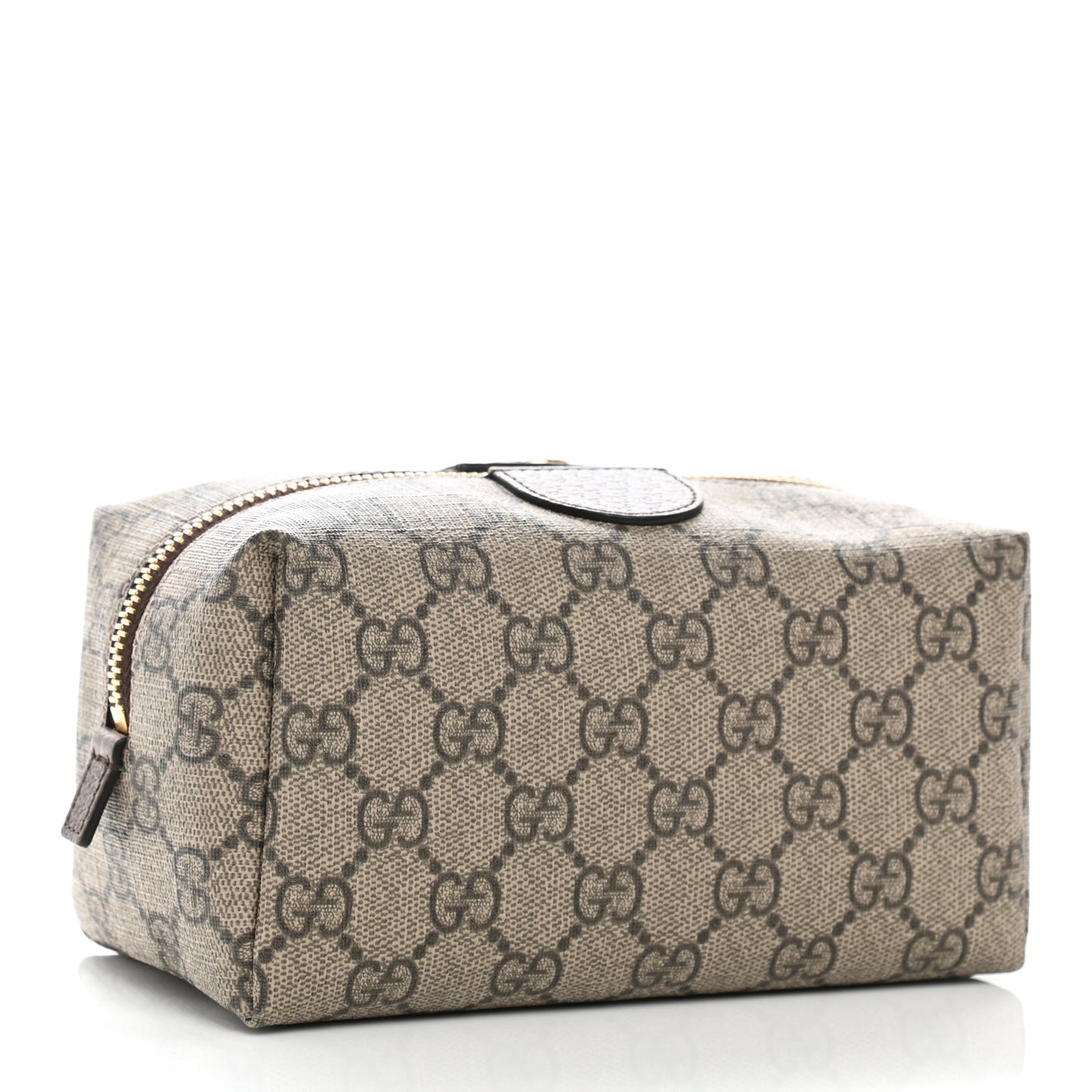 Soft GG Supreme Monogram Calfskin Medium Ophidia Cosmetic Case Beige Ebony New Acero