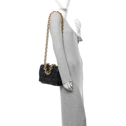 Bottega Veneta Lambskin Maxi Intreccio Padded Chain Cassette Crossbody Bag Black 2 of 12