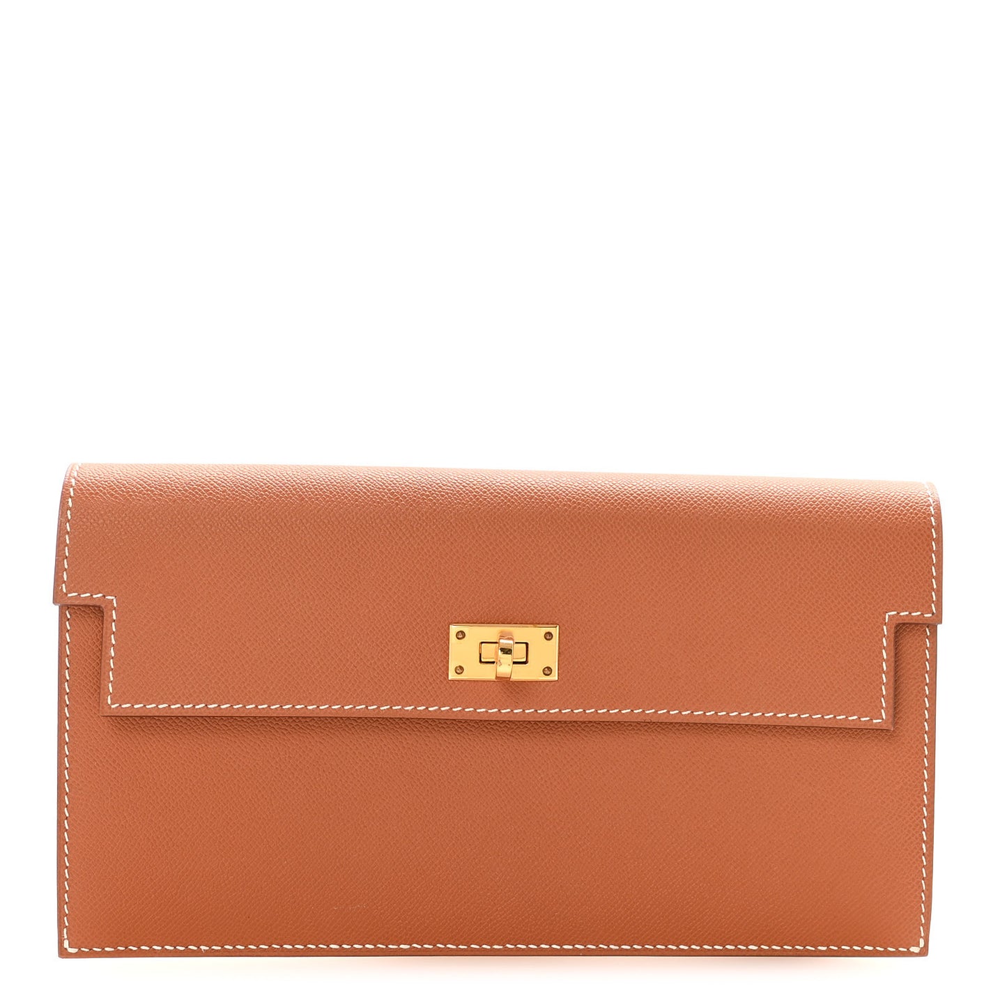 Madame Calfskin Kelly Pocket Long Wallet Gold