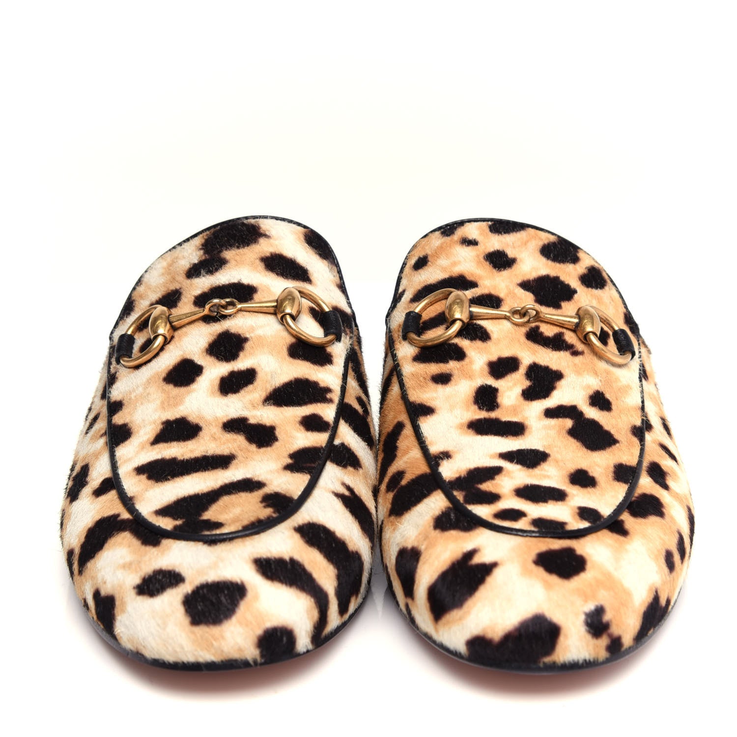 Gucci Calf Hair Leopard Print Womens Princetown Slippers 35 Naturale Black 5 of 11