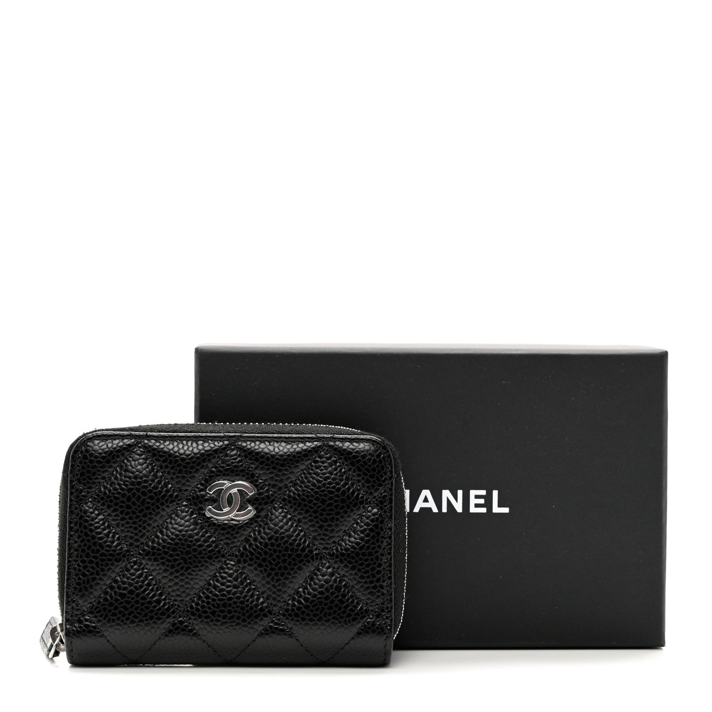Caviar Quilted Zip Coin Purse Black