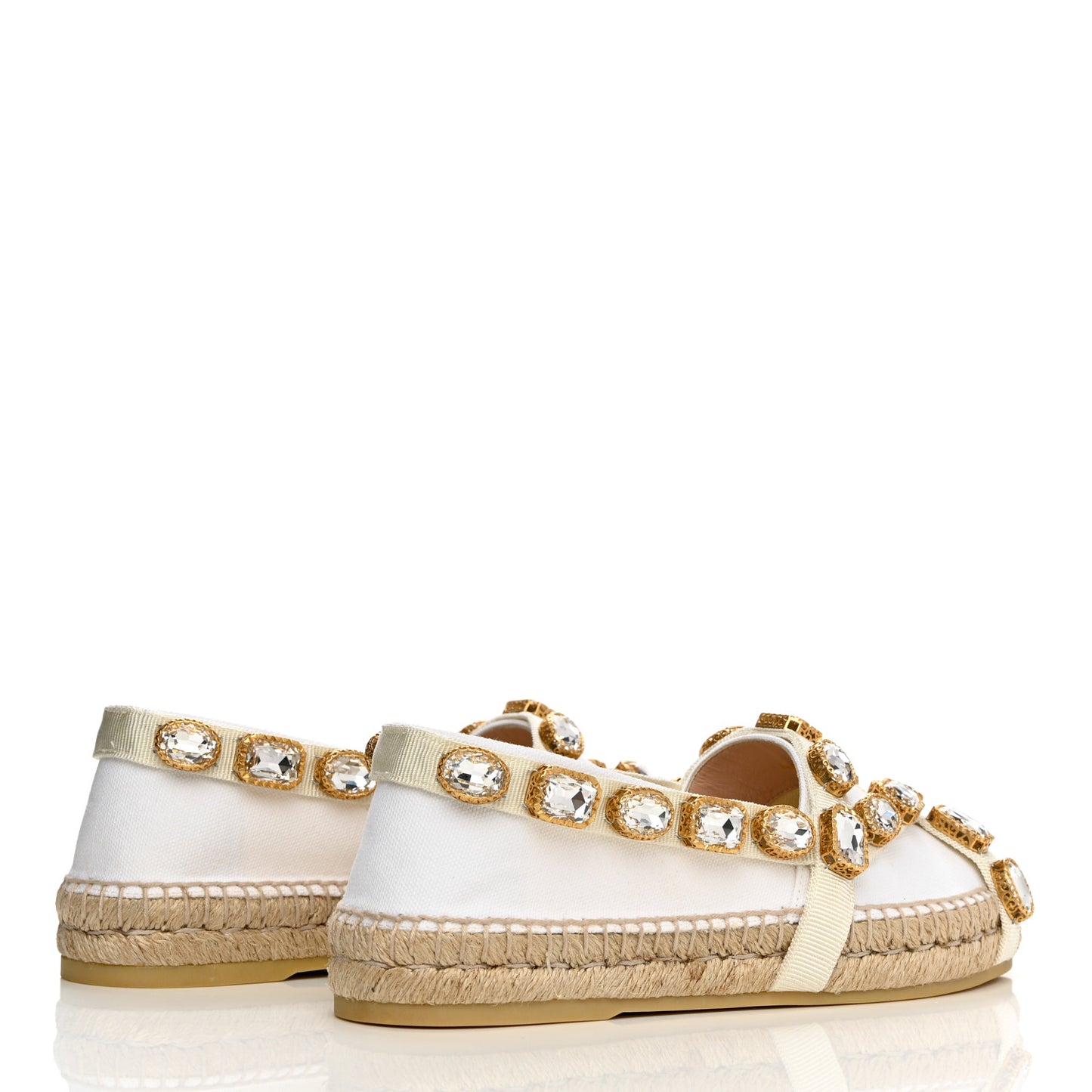 Canvas Crystal Embellished Espadrilles 36.5 Great White