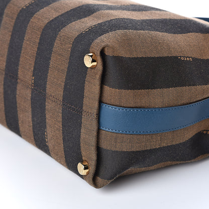 Fendi Pequin Vitello Shoulder Tote Tobacco Petrolio 9 of 10