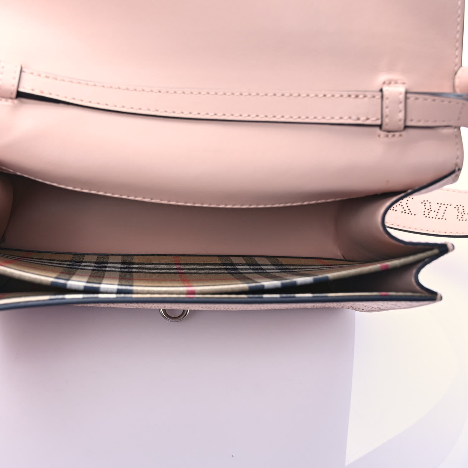 Burberry Calfskin Perforated Small Macken Crossbody Bag Fawn Pink 4 of 8