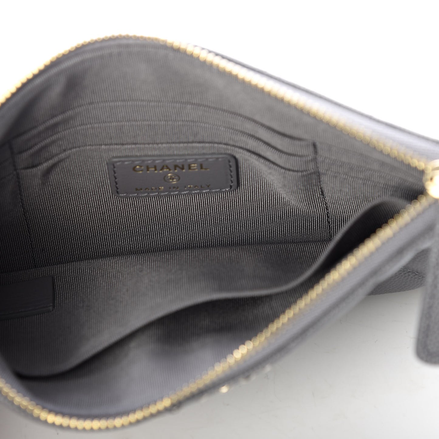 Caviar Quilted French New Wave Small CC Pouch Grey