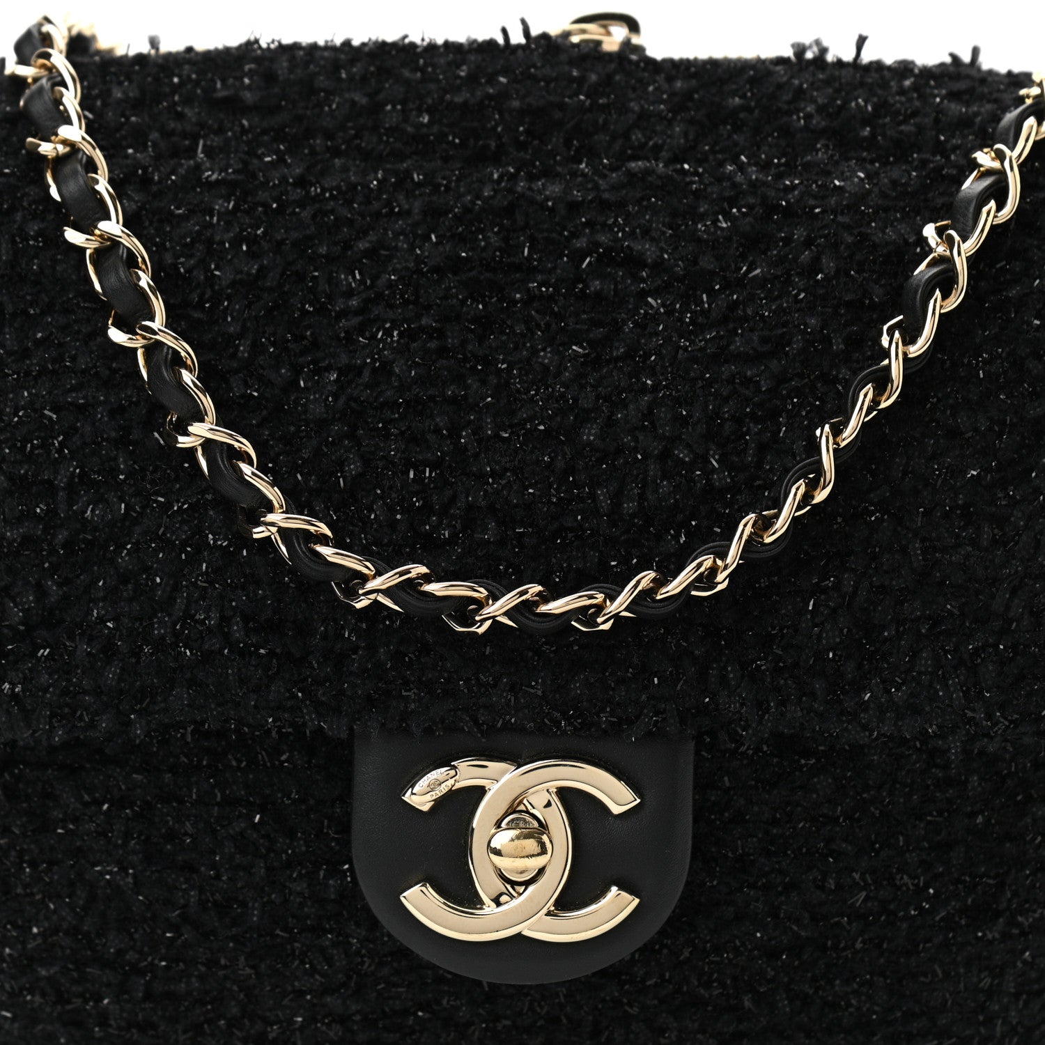 Chanel Tweed Coco Beach Convertible Flap Tote Black 9 of 11