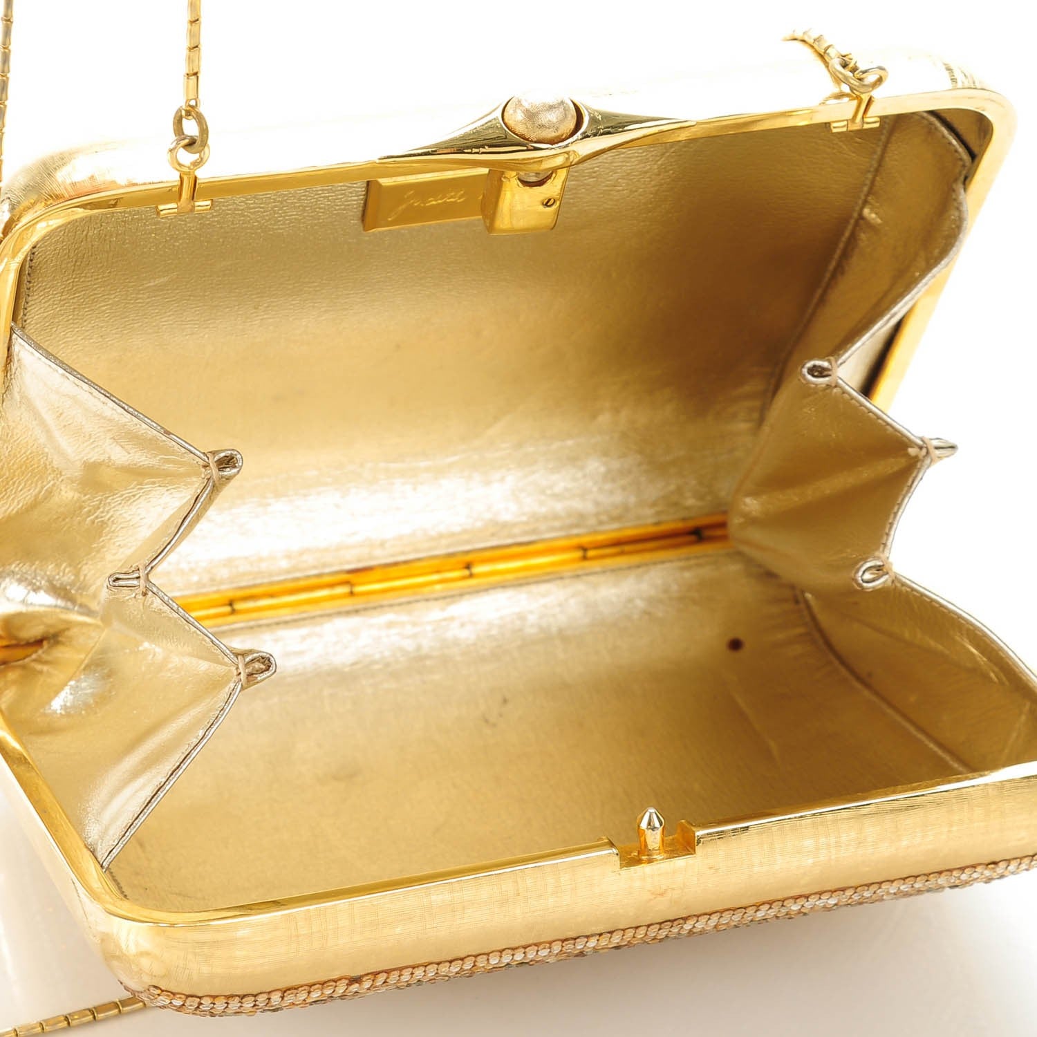 Judith Leiber Crystal Minaudiere Clutch Gold 5 of 8