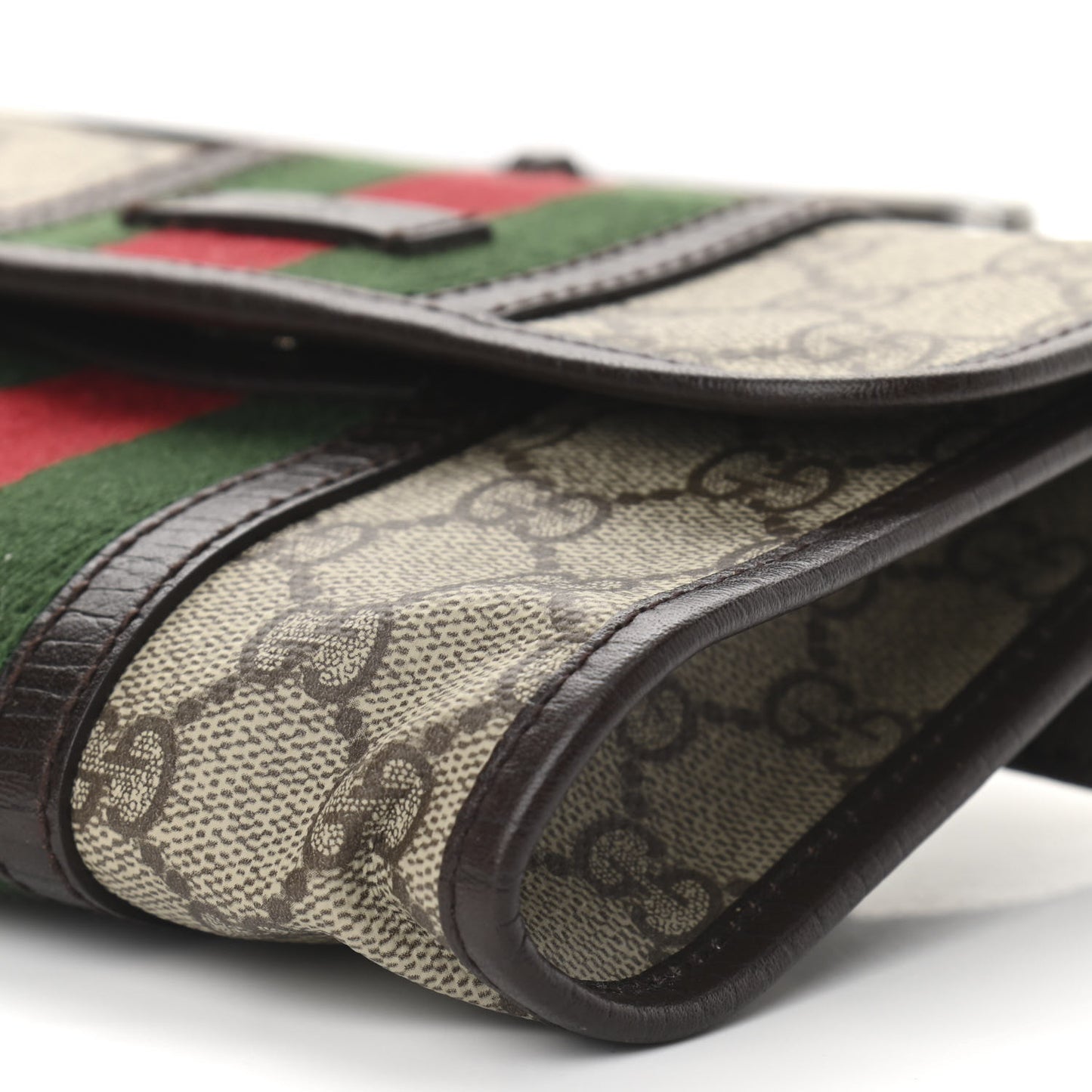 GG Monogram Plus Web Belt Bag Dark Brown