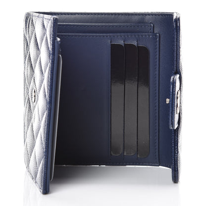 Chanel Caviar Quilted Compact Flap Wallet Navy 5 of 13