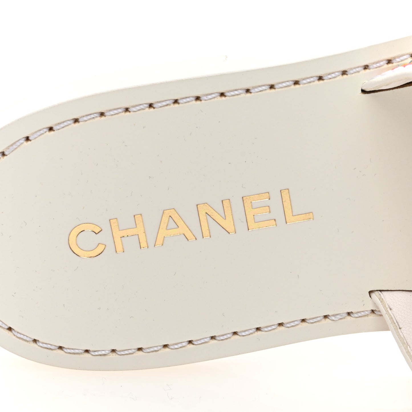 Calfskin Embroidered CC Sandal Mule 37 White