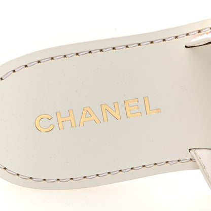 Chanel Calfskin Embroidered CC Sandal Mule 37 White 7 of 8