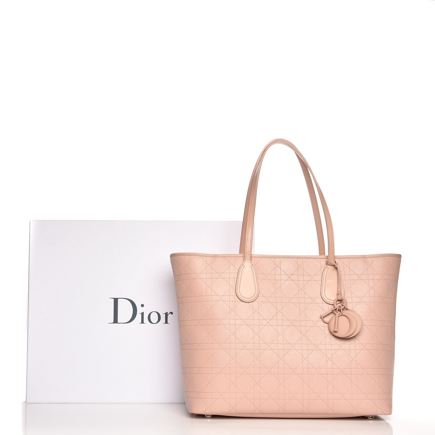 Christian Dior Coated Canvas Cannage Panarea Shopping Tote Rosato 8 of 8