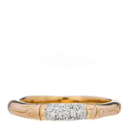 John Hardy 18K Yellow Gold Diamond Bamboo Slim Band Ring 56 7.75 1 of 5
