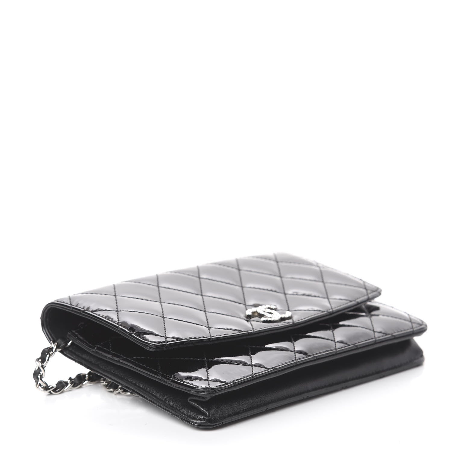 Chanel Patent Quilted Brilliant Wallet On Chain WOC Black 3 of 9