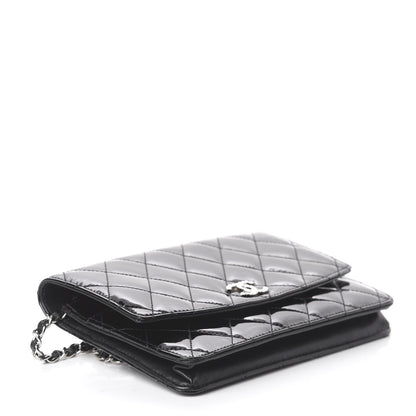 Chanel Patent Quilted Brilliant Wallet On Chain WOC Black 3 of 9