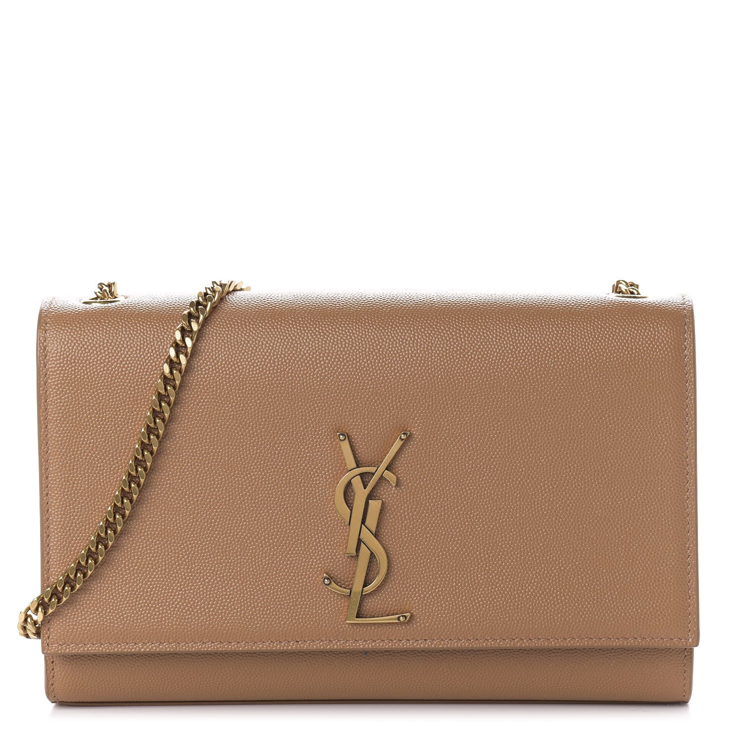 Saint Laurent Grain De Poudre Medium Monogram Kate Satchel Dark Beige 1 of 9