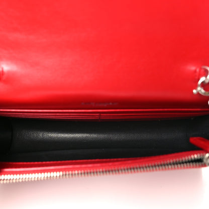 Saint Laurent Calfskin Crocodile Embossed Kate Monogram Tassel Chain Wallet Rouge Eros 5 of 10