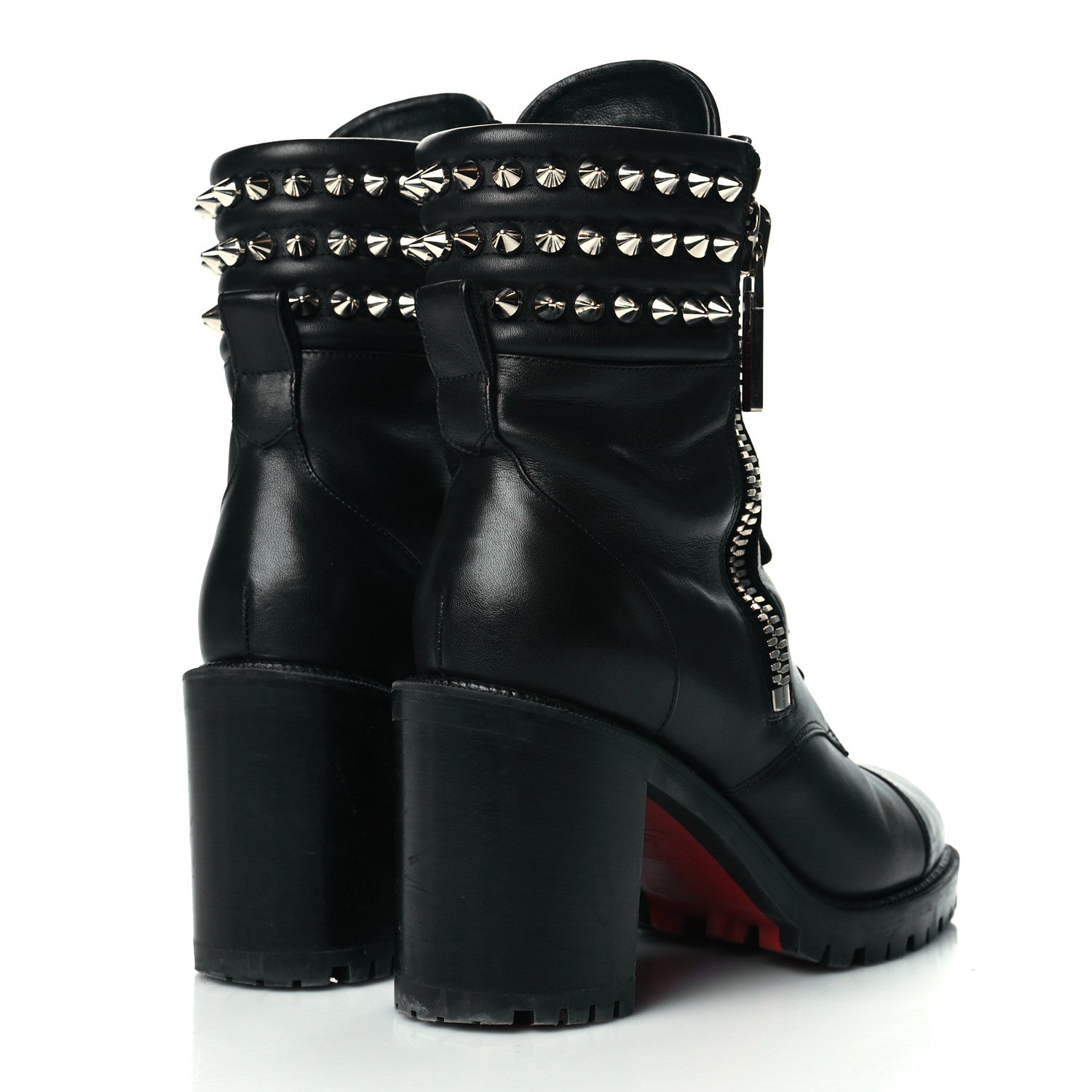 Christian Louboutin Calfskin Winter Spikes 70 Combat Boots 38 Black 4 of 7