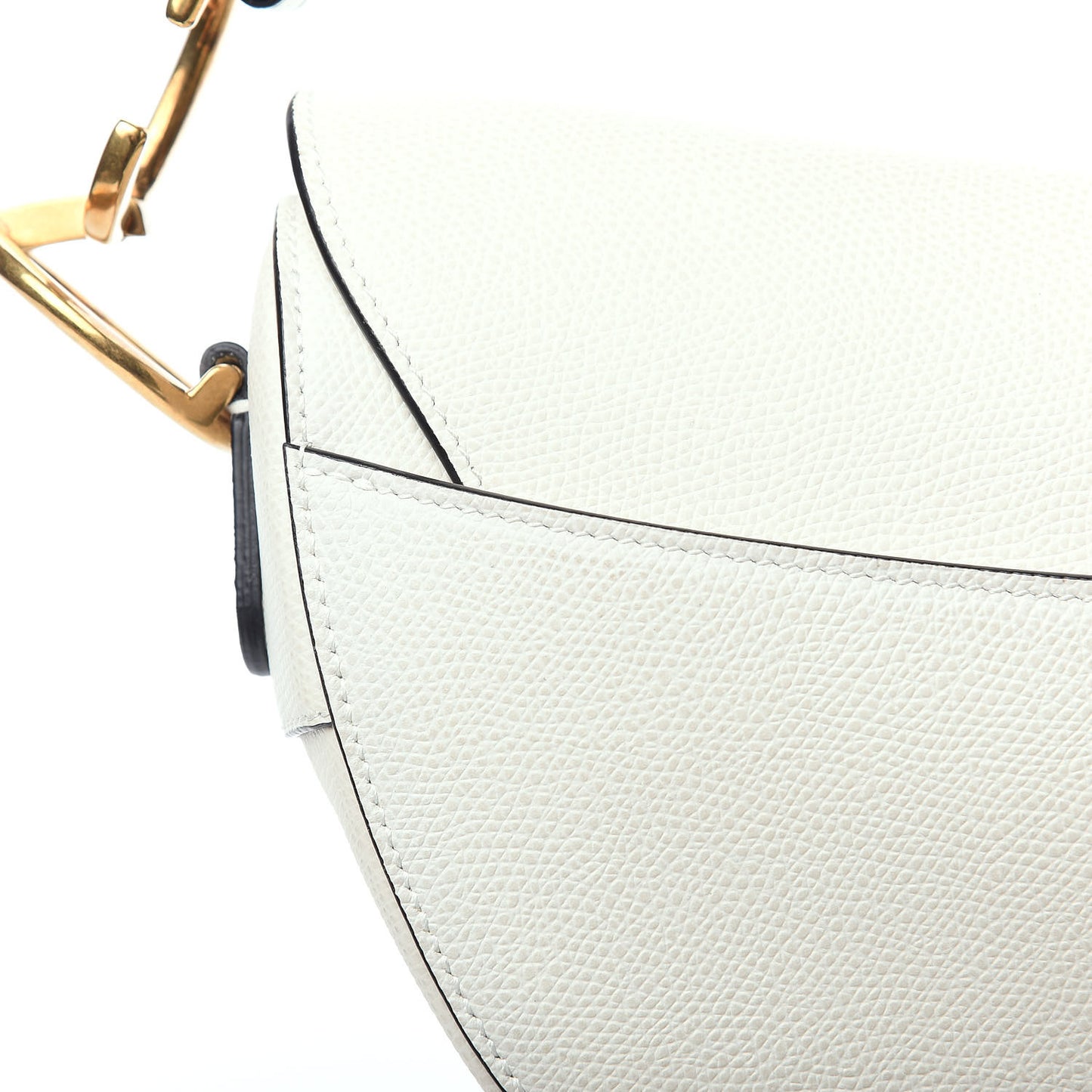 Grained Calfskin Saddle Bag White