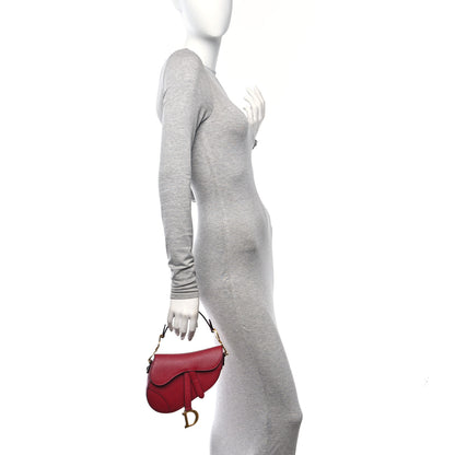 Christian Dior Grained Calfskin Mini Saddle Bag Red 2 of 10