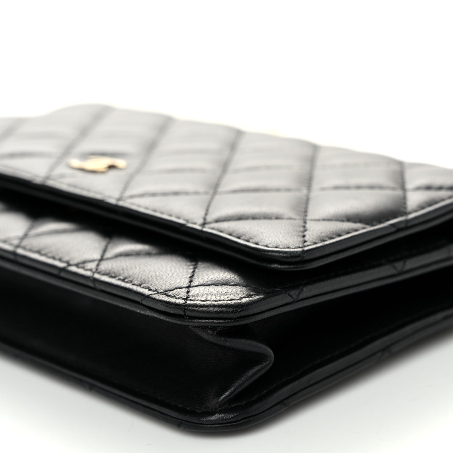 Chanel Lambskin Quilted Wallet On Chain WOC Black 11 of 12