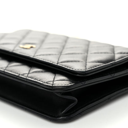 Chanel Lambskin Quilted Wallet On Chain WOC Black 11 of 12