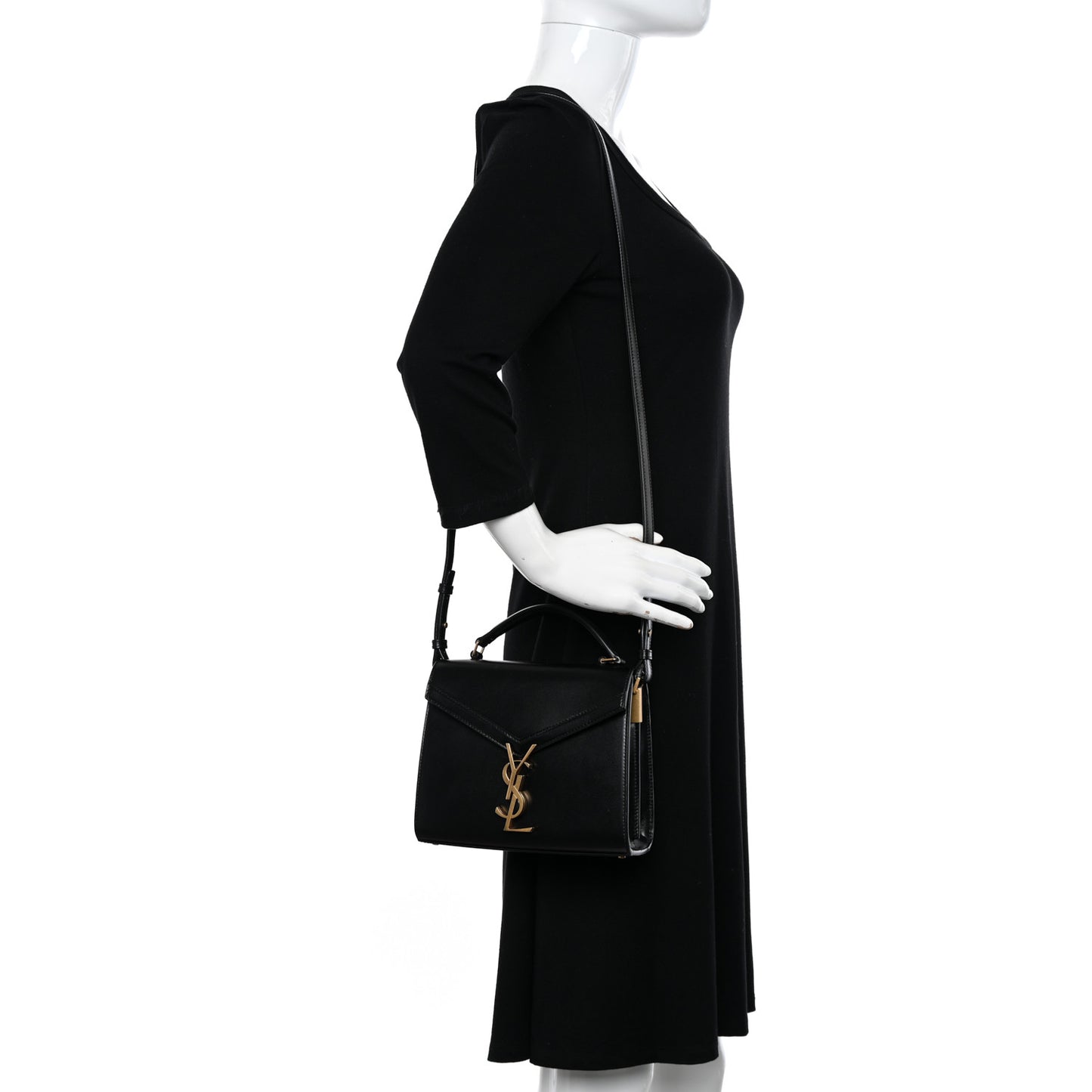 Calfskin Mini Classic Monogram Cassandra Top Handle Black