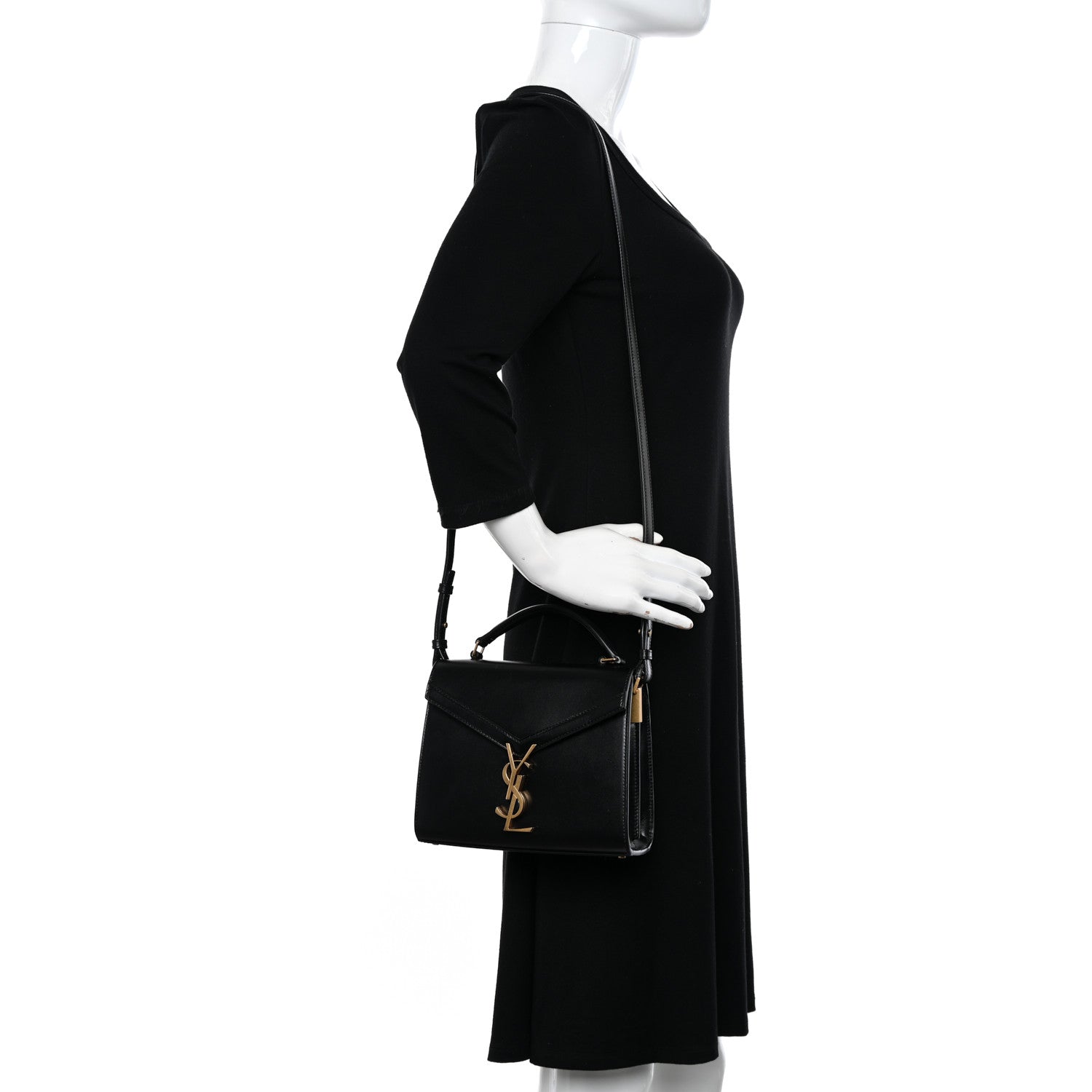 Saint Laurent Calfskin Mini Classic Monogram Cassandra Top Handle Black 2 of 10