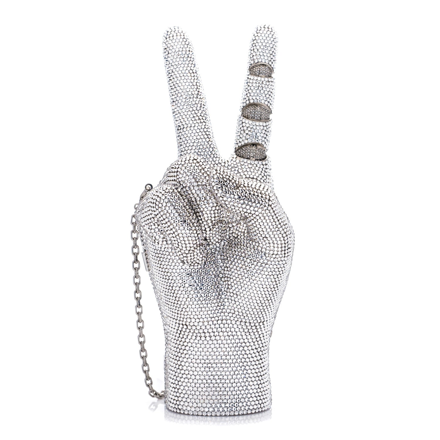 Judith Leiber Swarovski Crystal War And Peace Minaudiere Clutch Silver 1 of 16