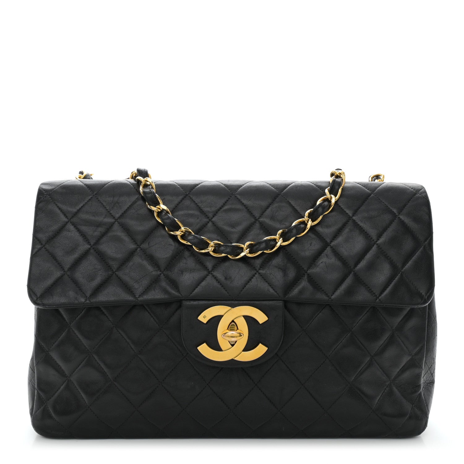 Chanel Lambskin Quilted XL Jumbo Single Flap Black 1 of 15
