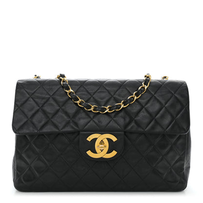Chanel Lambskin Quilted XL Jumbo Single Flap Black 1 of 15