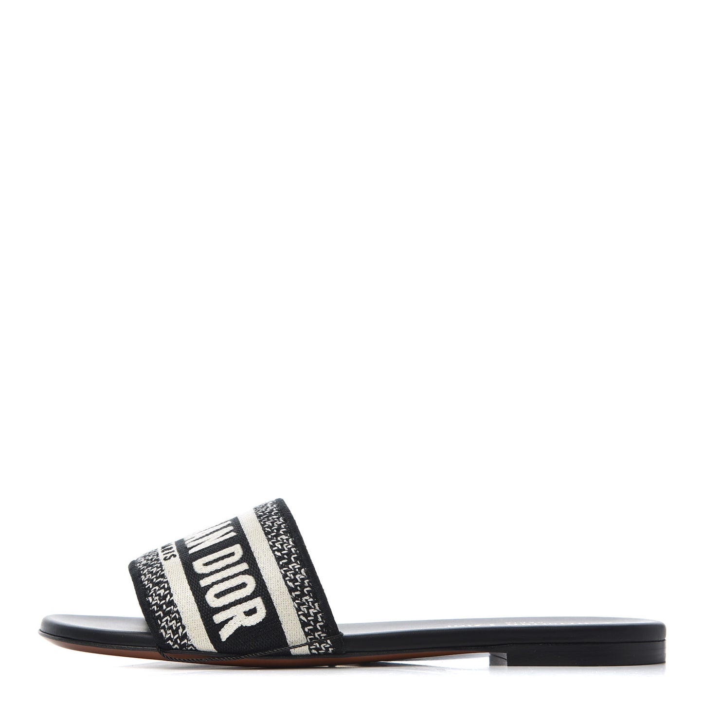 Canvas Embroidered Dway Mules Slide Sandals 36.5 Black